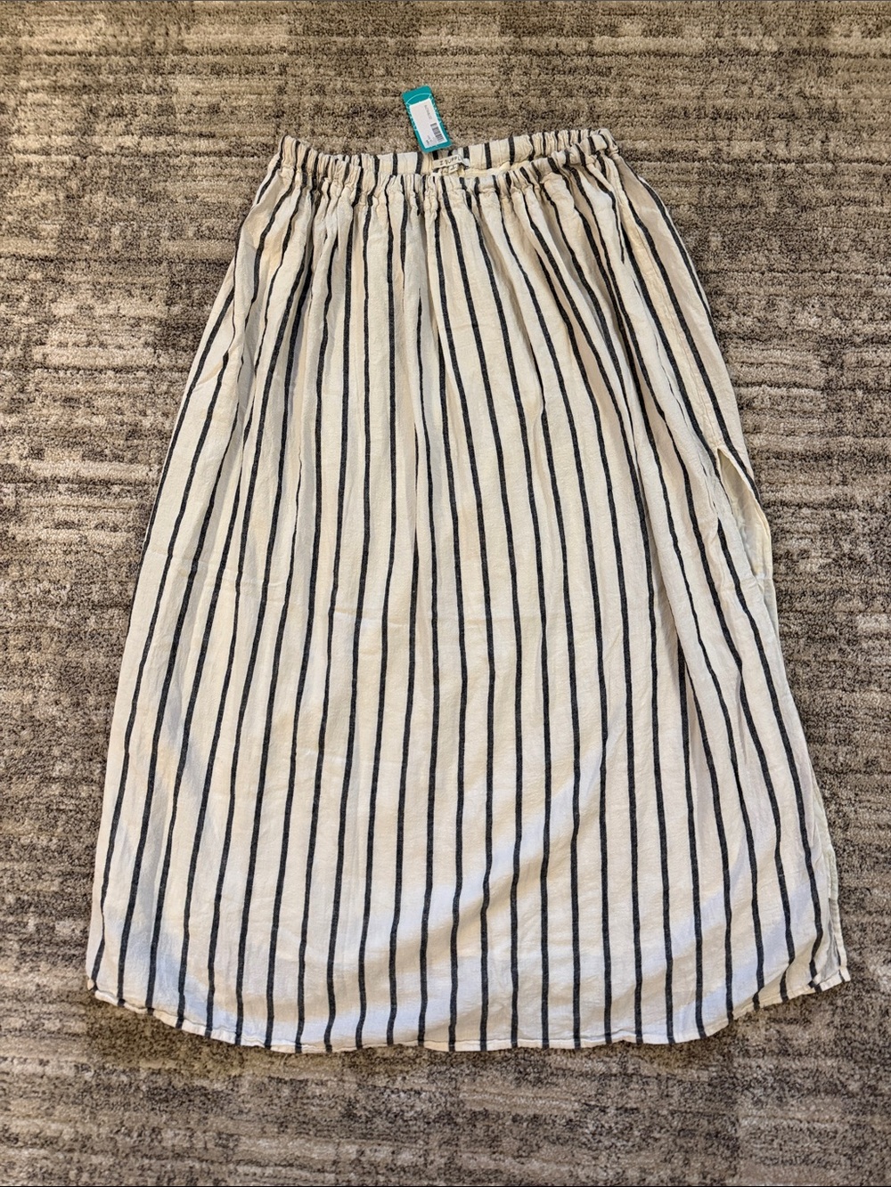 Z Supply Cream Maxi Skirt with Black Vertical Stripes
